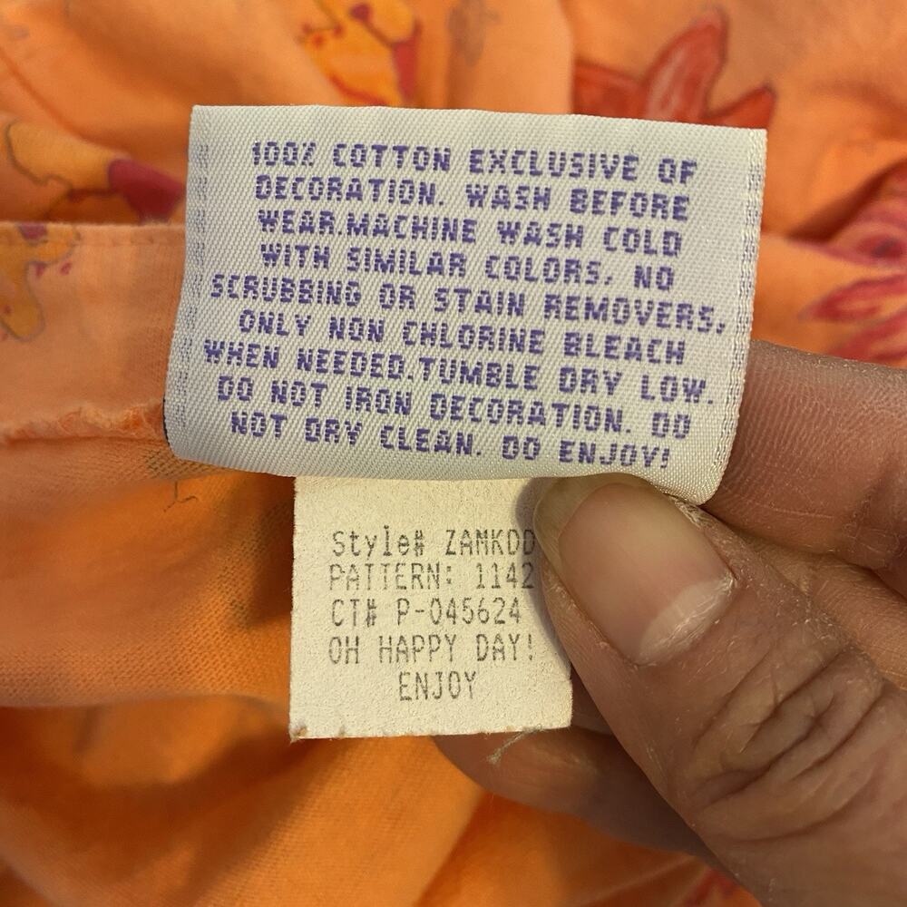 VTG FreshProduce Dress S Orange Multi Floral Sleeveless Tank Beach Summer Casual - Picture 3 of 8